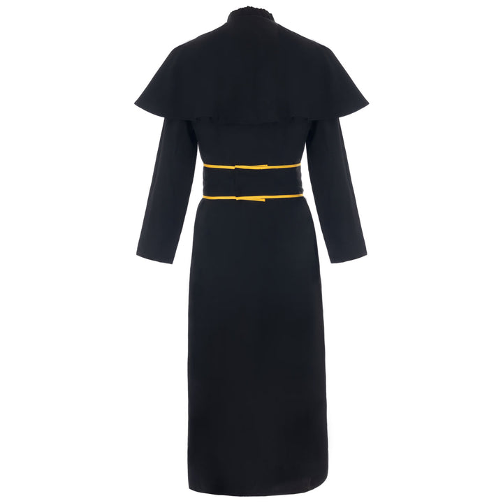 Christianartworkshop Medieval Style Black Cassock Clergy Robe with Cross Tassel Belt and Shawl Collar - image 3