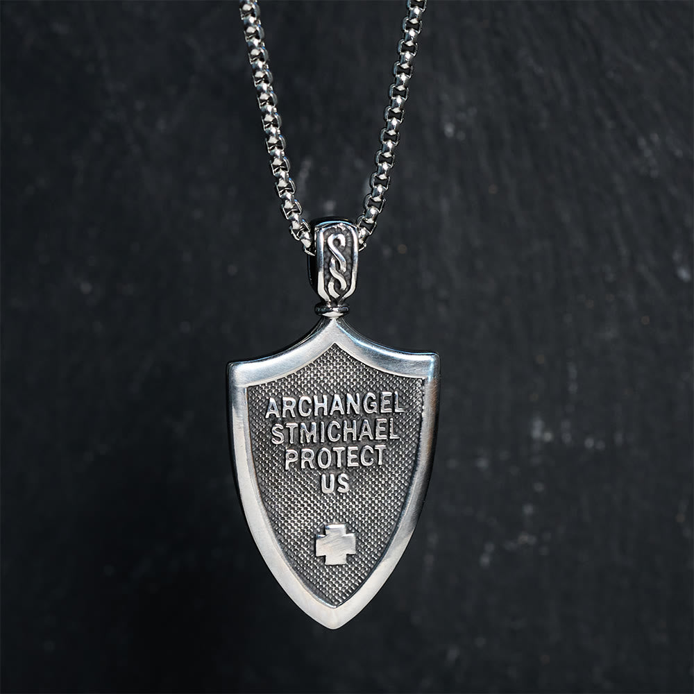 Christianartworkshop Archangel St. Michael Shield Amulet Titanium Necklace - image 2