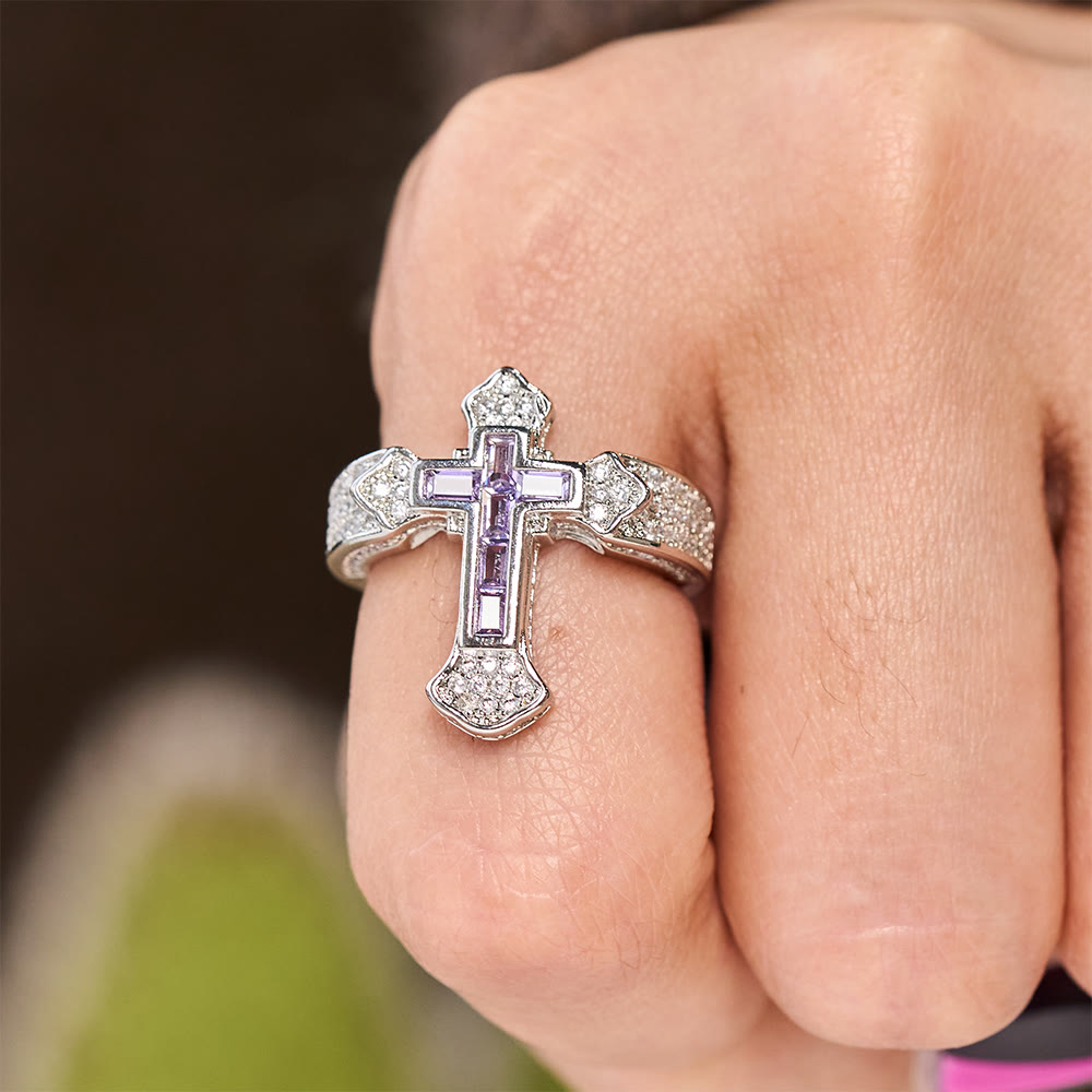 Christianartworkshop Central Cross Motif Ring with Cubic Zirconia Accents: Carry His Care in Daily Wear - image 11