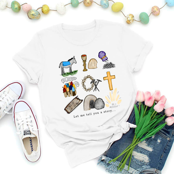 Christianartworkshop Easter Story Collage Premium T-Shirt - White - 2XL - image 3