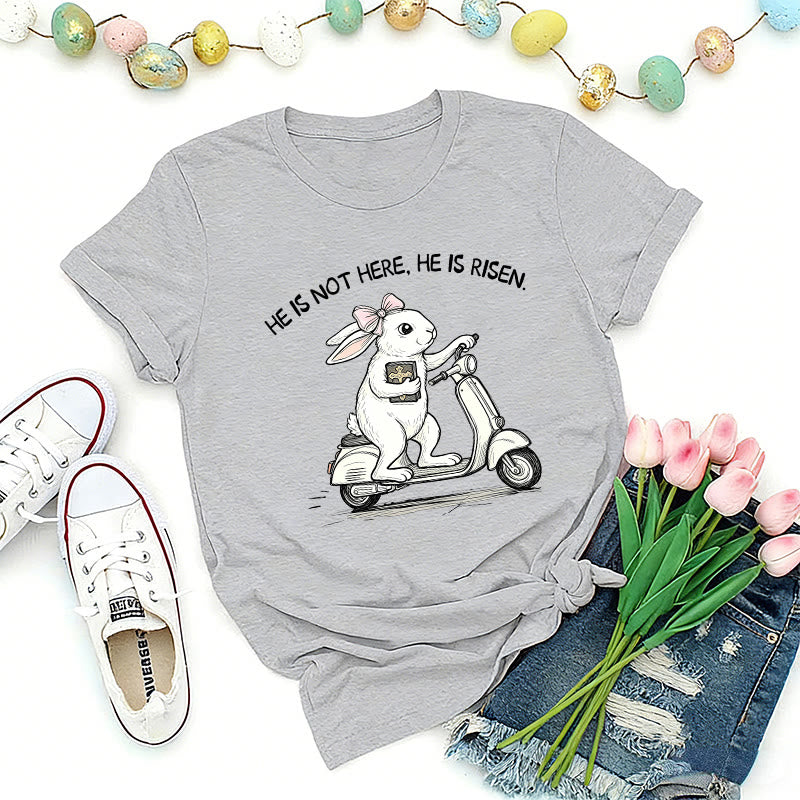 Christianartworkshop He Is Risen Easter Bunny Scooter Premium T-Shirt - Grey - 2XL - image 5