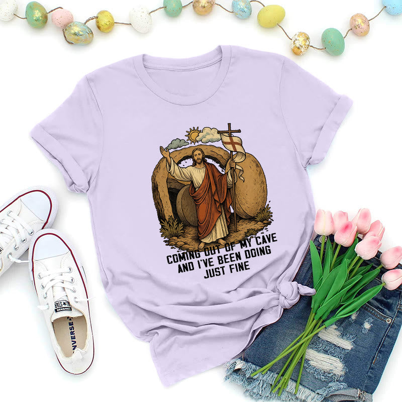 Christianartworkshop Resurrection Cave Christ Premium T-Shirt - Purple - 2XL - image 2