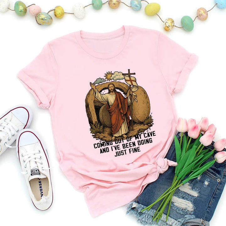 Christianartworkshop Resurrection Cave Christ Premium T-Shirt - Pink - 2XL - image 6