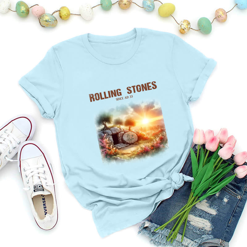 Christianartworkshop Faith-Inspired Rolling Stones T-Shirt - Blue - 2XL - image 0