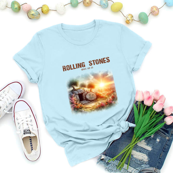 Christianartworkshop Faith-Inspired Rolling Stones T-Shirt - Blue - 2XL - image 0