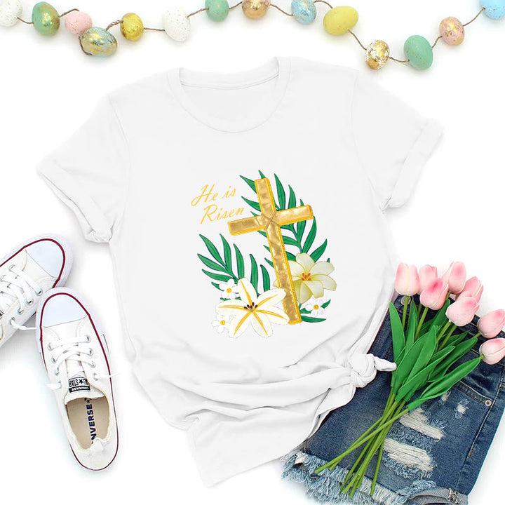 Christianartworkshop Resurrection Glory Golden Cross T-Shirt - White - 2XL - image 6