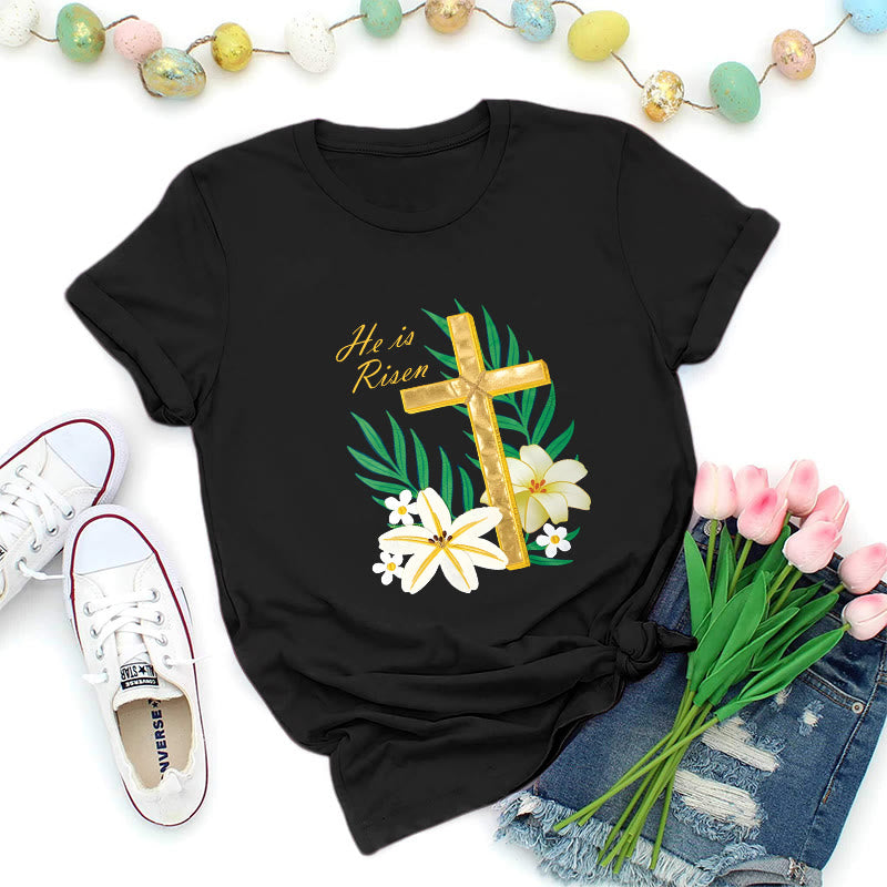Christianartworkshop Resurrection Glory Golden Cross T-Shirt - Black - 2XL - image 7