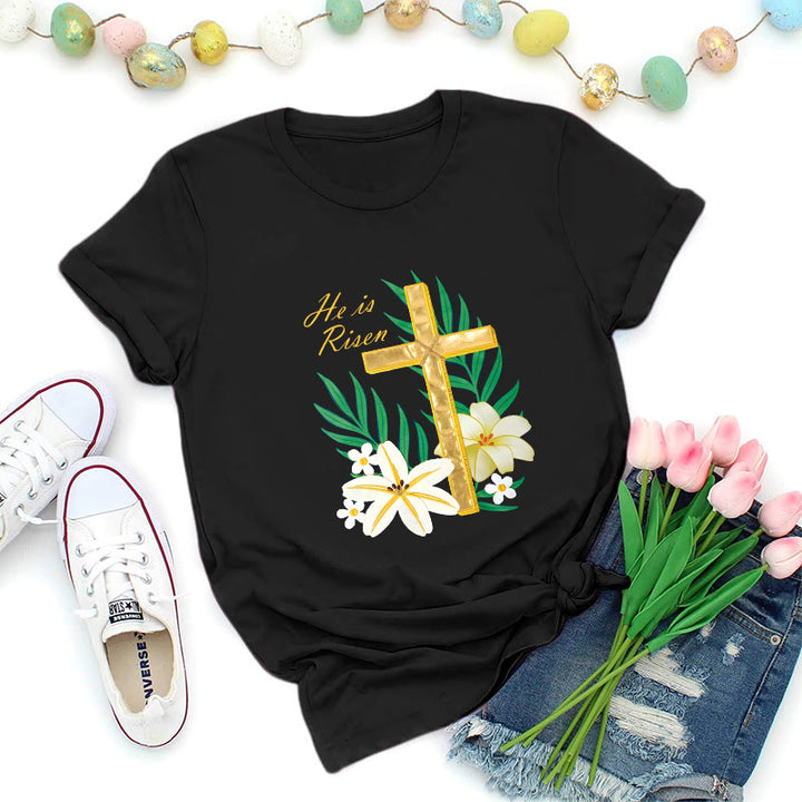 Christianartworkshop Resurrection Glory Golden Cross T-Shirt - Black - 2XL - image 7