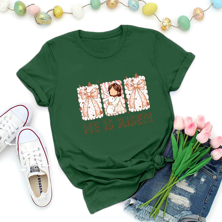 Christianartworkshop Easter Bunny Girl Resurrection T-Shirt - Dark Green - 2XL - image 0