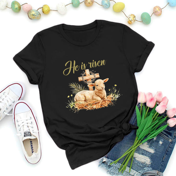 Christianartworkshop Lamb & Cross Easter T-Shirt - Black - 2XL - image 0