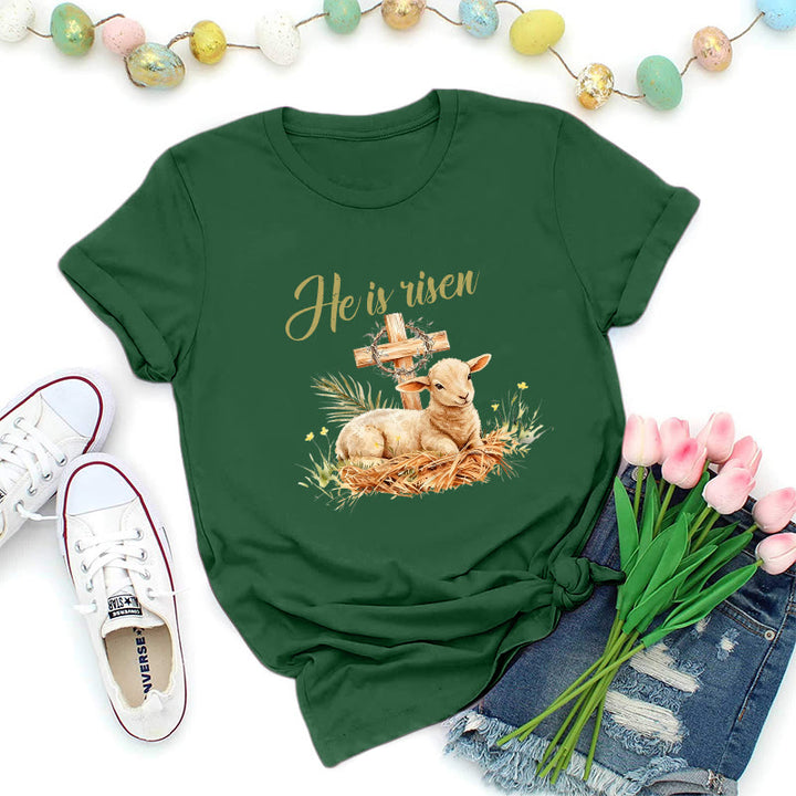 Christianartworkshop Lamb & Cross Easter T-Shirt - Dark Green - 2XL - image 1