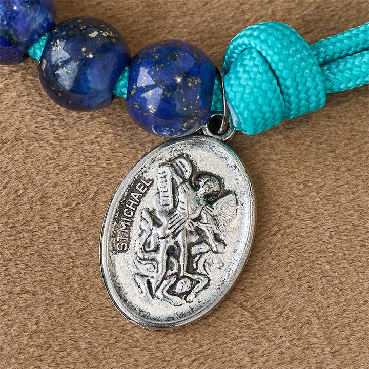 Christianartworkshop Lapis Lazuli Paracord Pocket Rosary with St. Michael Guardian - image 7