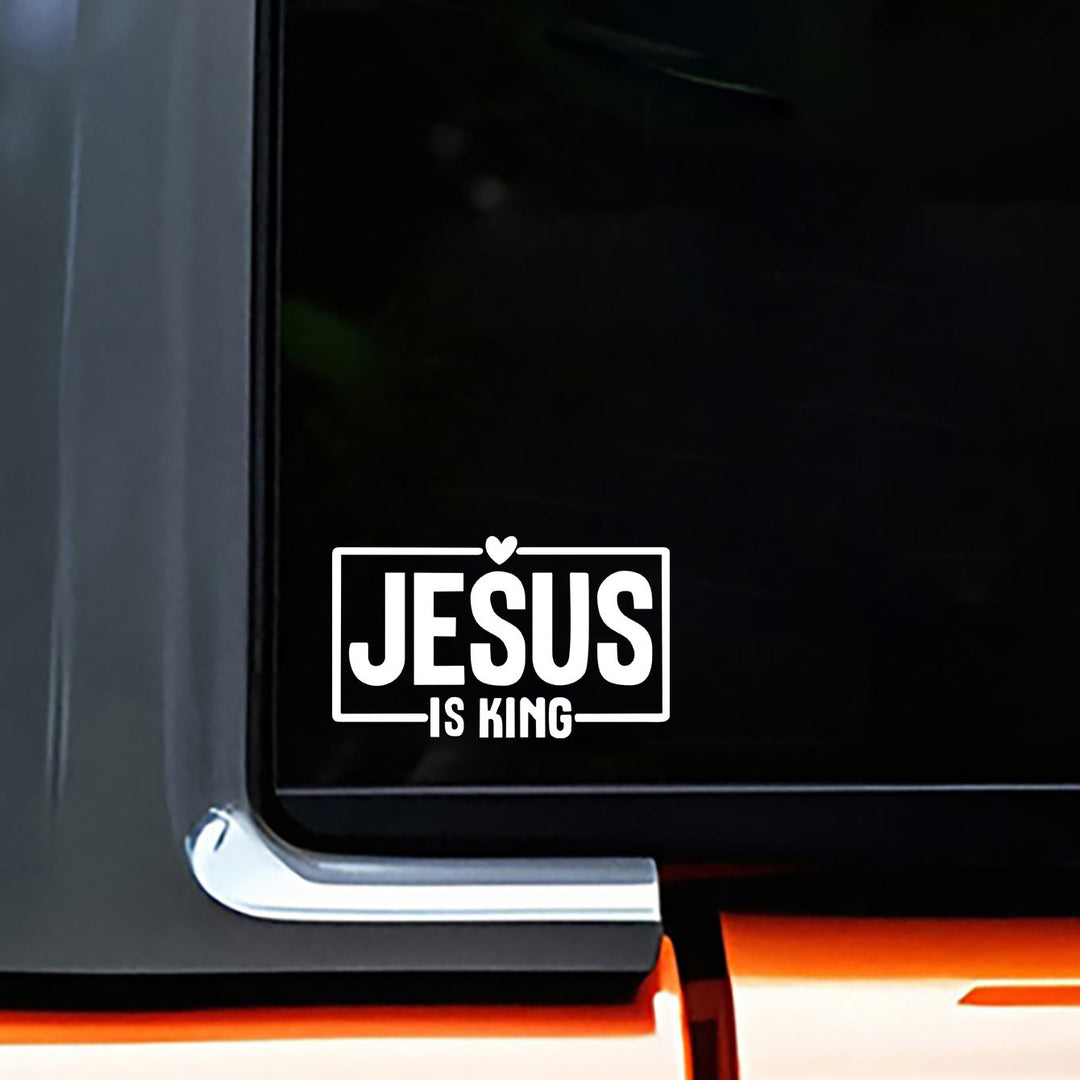Christianartworkshop Jesus Is King Heart Accent Car Sticker: A Sacred Symbol of Prayer for Daily Travel - image 4