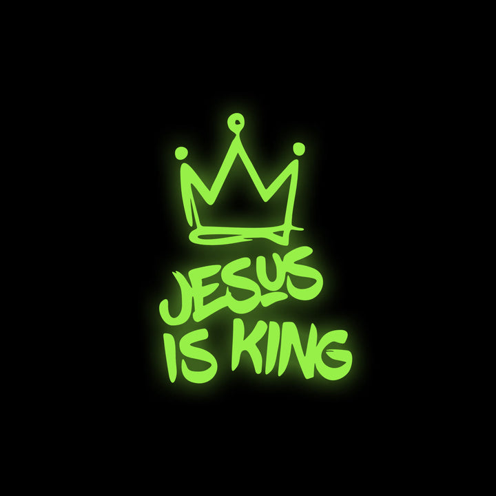 Christianartworkshop Jesus Is King Crown Accent Car Sticker: Durable Decor for Faith-Filled Commutes - Neon Green - Set of 10 - image 12