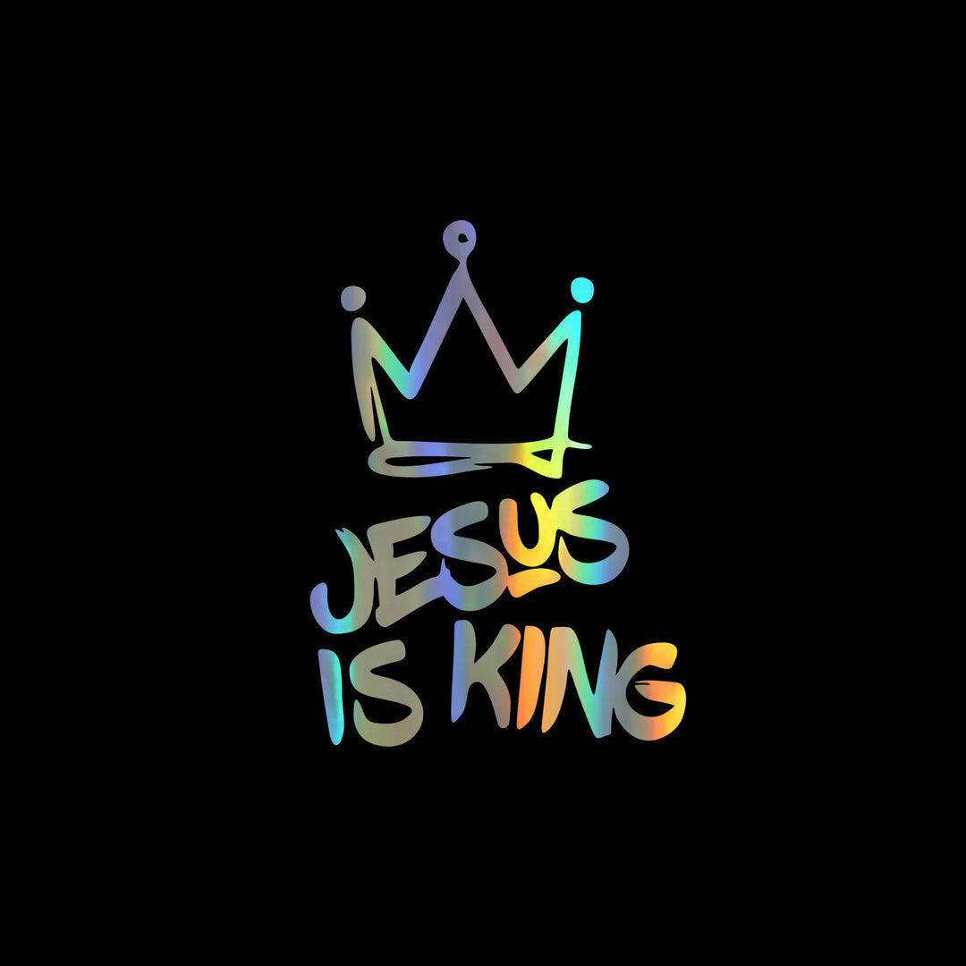 Christianartworkshop Jesus Is King Crown Accent Car Sticker: Durable Decor for Faith-Filled Commutes - Laser - Set of 10 - image 6