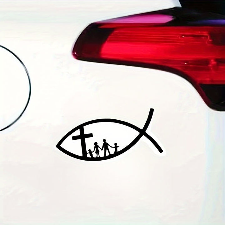 Christianartworkshop Ichthys Cross Family Metal Car Emblem: A Symbol of Faith & Familial Bond for Vehicles - image 3