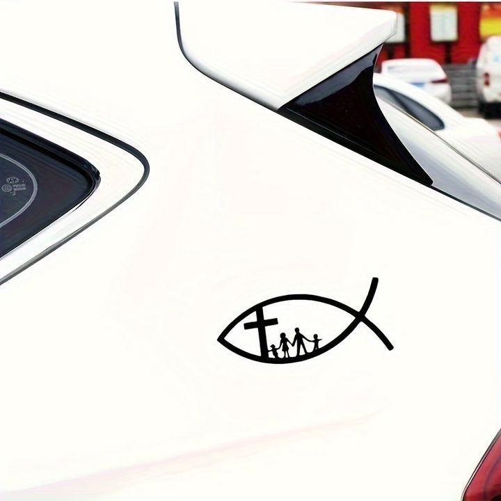 Christianartworkshop Ichthys Cross Family Metal Car Emblem: A Symbol of Faith & Familial Bond for Vehicles - image 4