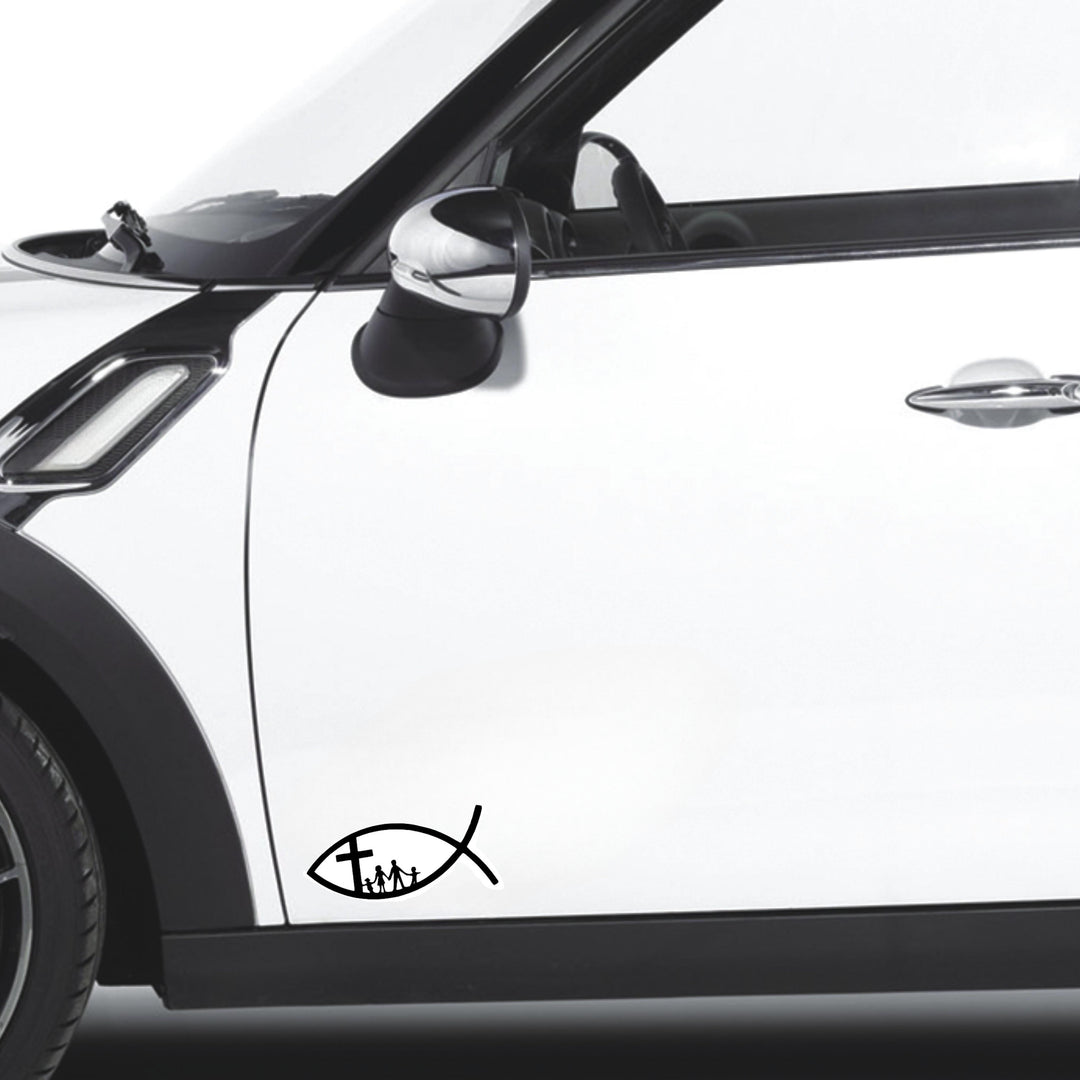 Christianartworkshop Ichthys Cross Family Metal Car Emblem: A Symbol of Faith & Familial Bond for Vehicles - image 2