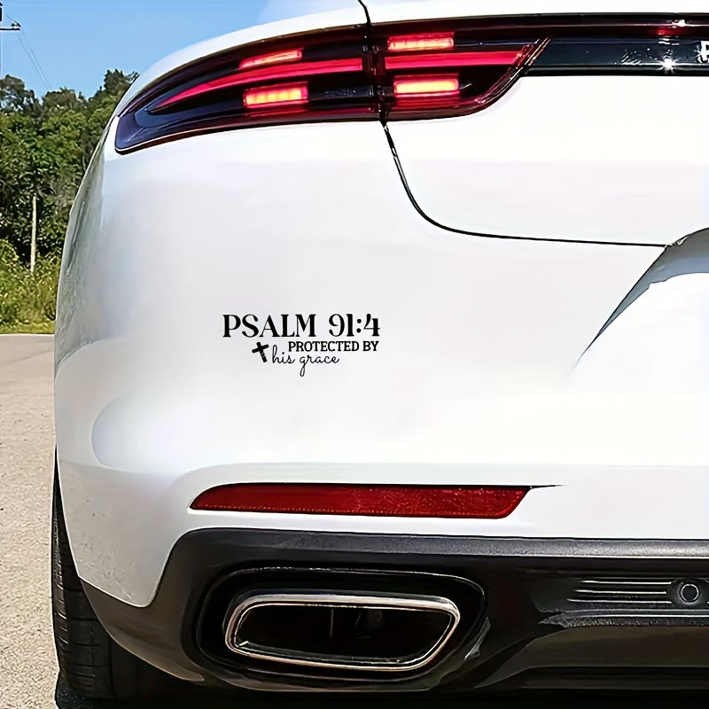 Christianartworkshop Divine Grace Psalm 91:4 Car Sticker: Cross Accent for God’s Gracious Shielding - Black - Set of 10 - image 3