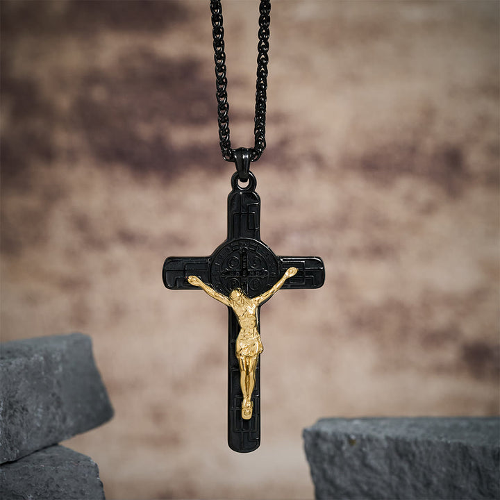 Christianartworkshop Classic Retro Style Crucifix St. Benedict Medal Protection Pendant Necklace - image 7