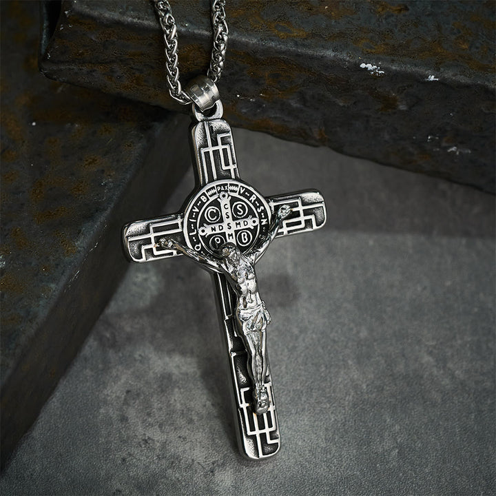 Christianartworkshop Classic Retro Style Crucifix St. Benedict Medal Protection Pendant Necklace - image 15