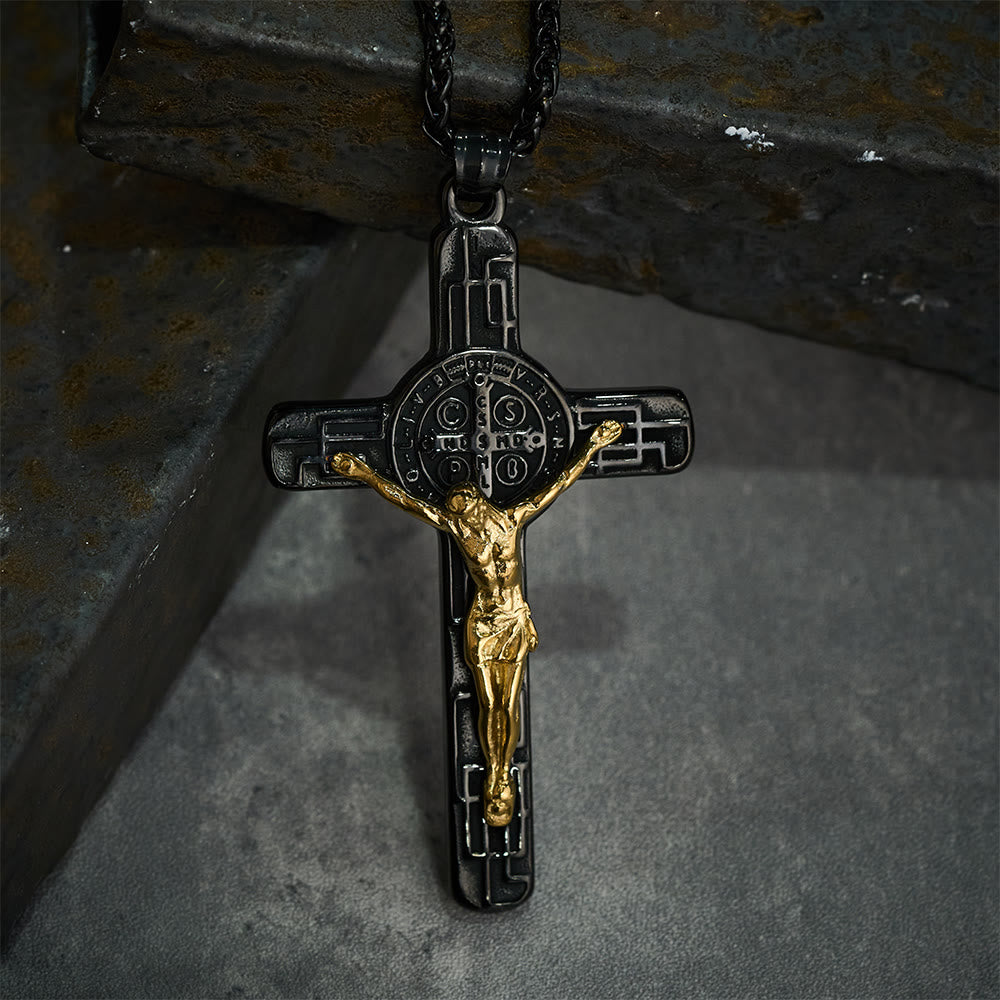 Christianartworkshop Classic Retro Style Crucifix St. Benedict Medal Protection Pendant Necklace - image 9