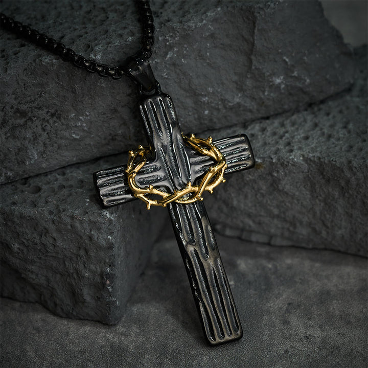 Christianartworkshop Modern Style Jesus Crown Of Thorns Cross Sacred Protection Pendant Necklace - image 9