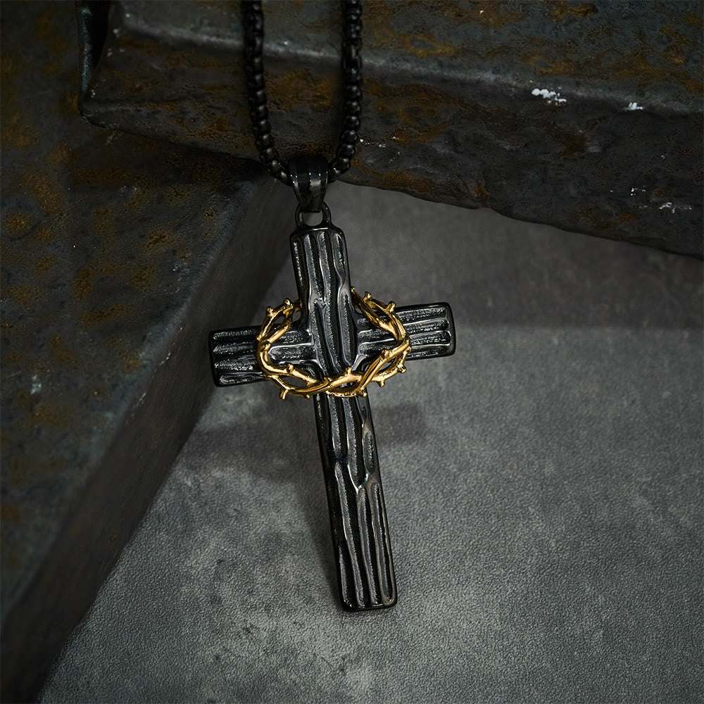 Christianartworkshop Modern Style Jesus Crown Of Thorns Cross Sacred Protection Pendant Necklace - image 10