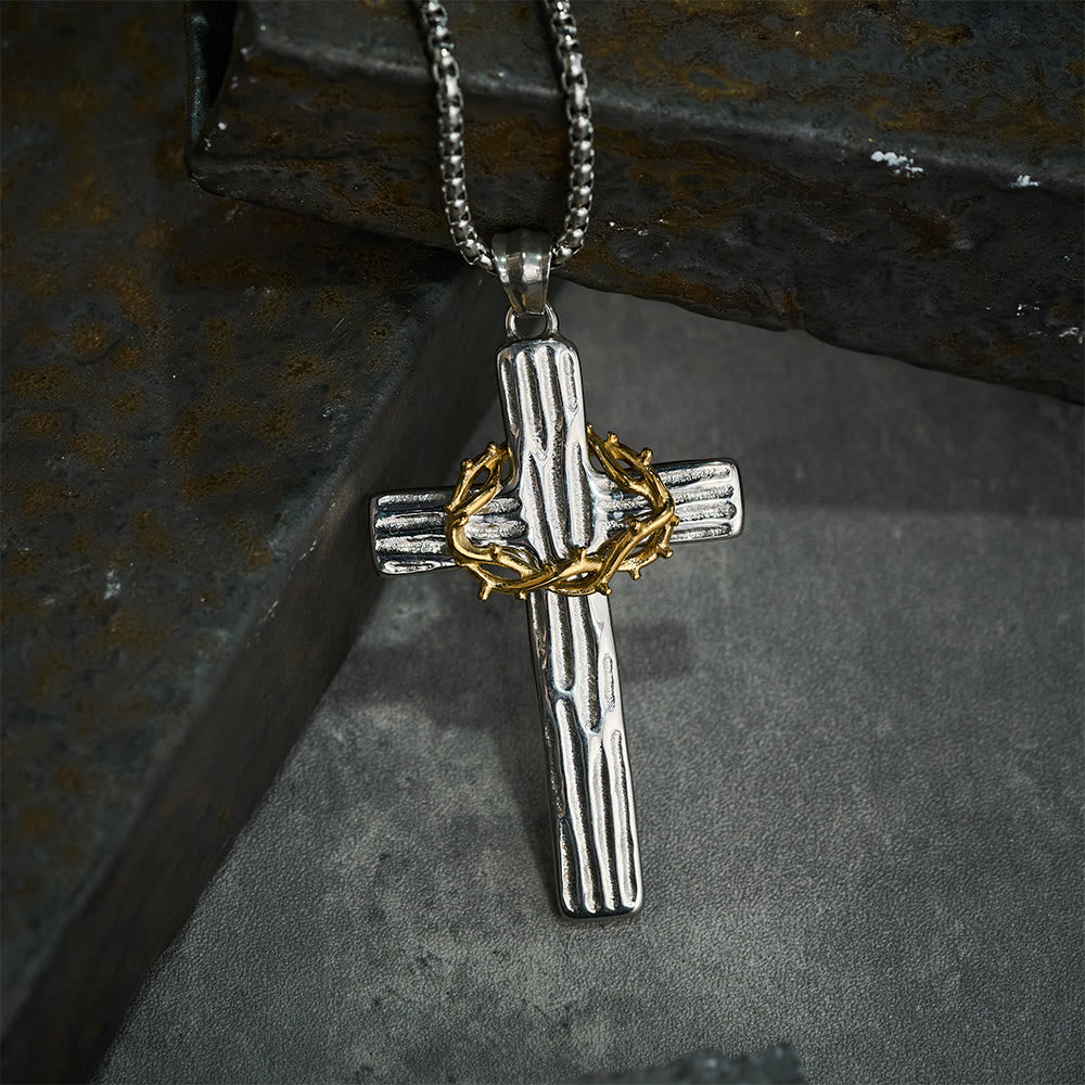 Christianartworkshop Modern Style Jesus Crown Of Thorns Cross Sacred Protection Pendant Necklace - image 6