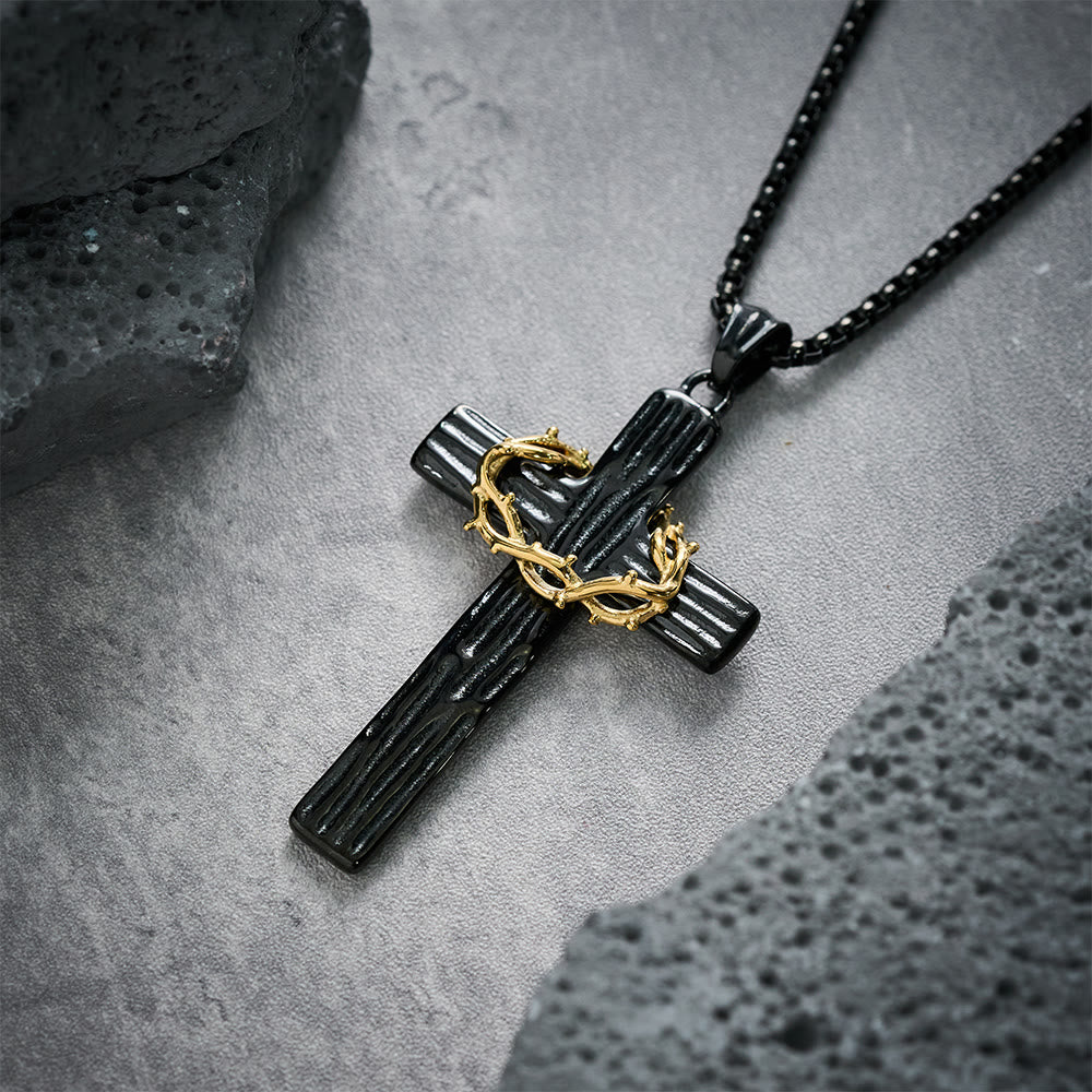 Christianartworkshop Modern Style Jesus Crown Of Thorns Cross Sacred Protection Pendant Necklace - image 11