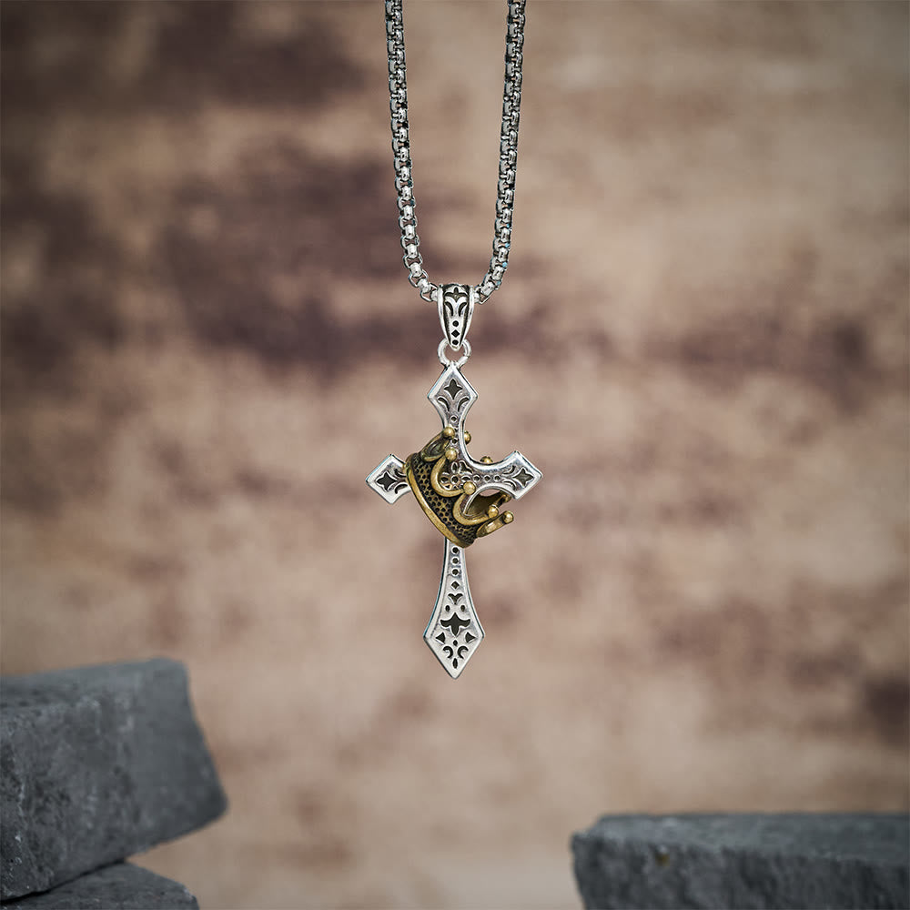 Christianartworkshop The Crown Cross Necklace Religion Jewelry - image 1