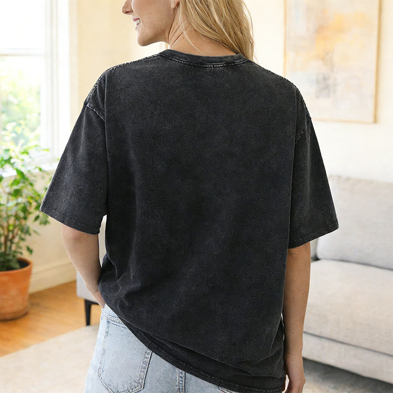 Christianartworkshop Make Heaven Crowded Cross Distressed Lettering Unisex Washed T-shirt - image 2