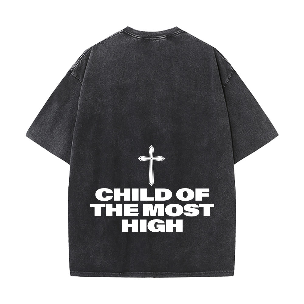 Christianartworkshop Child of the Most High Cross Bold Lettering Unisex Washed T-shirt - image 11