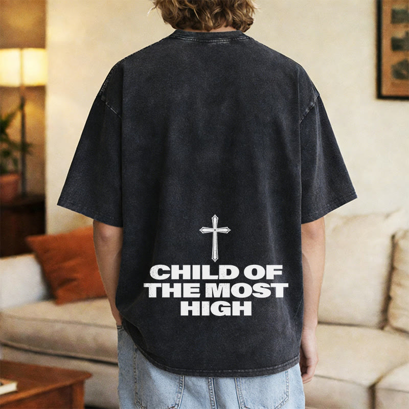 Christianartworkshop Child of the Most High Cross Bold Lettering Unisex Washed T-shirt - image 13