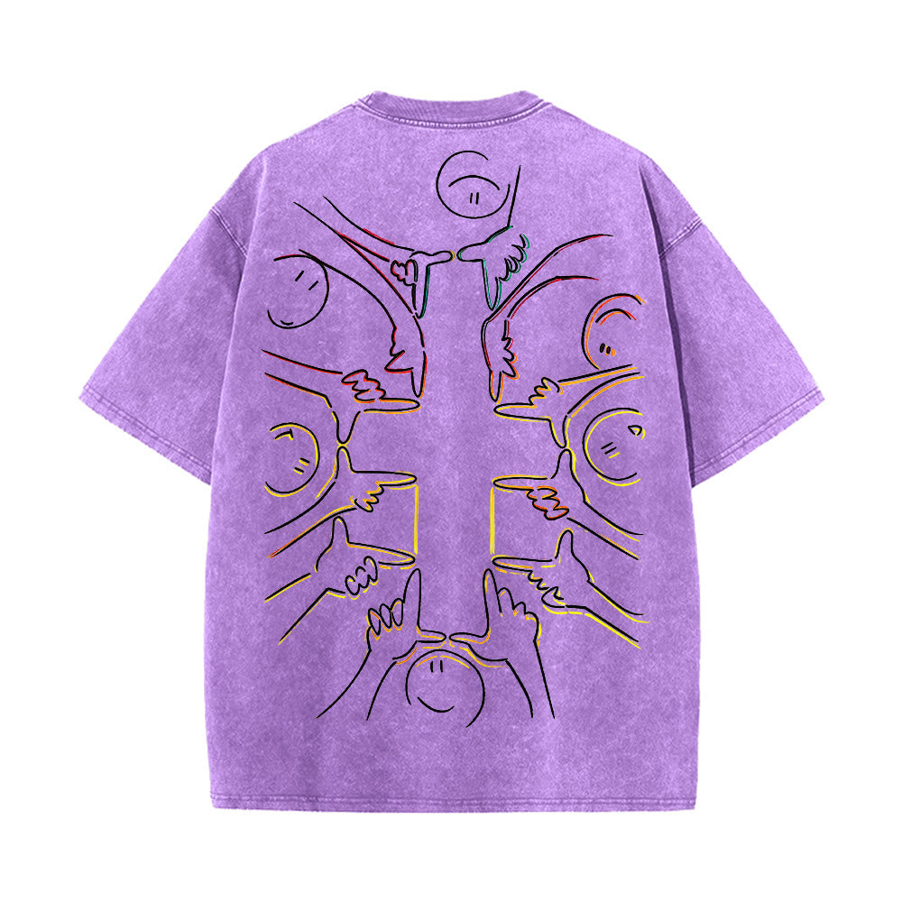 Christianartworkshop Unity Cross Human Figure Line Art Unisex Washed T-shirt - image 17