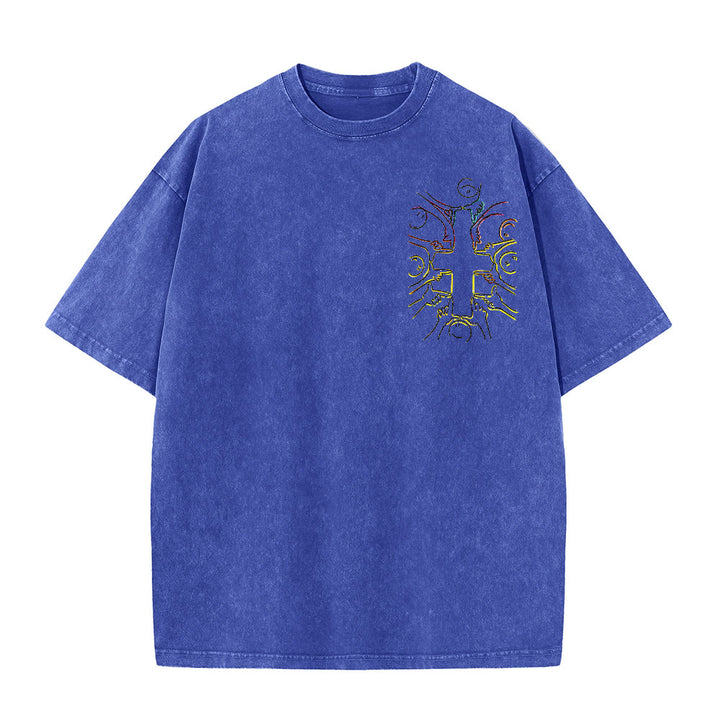 Christianartworkshop Unity Cross Human Figure Line Art Unisex Washed T-shirt - image 19
