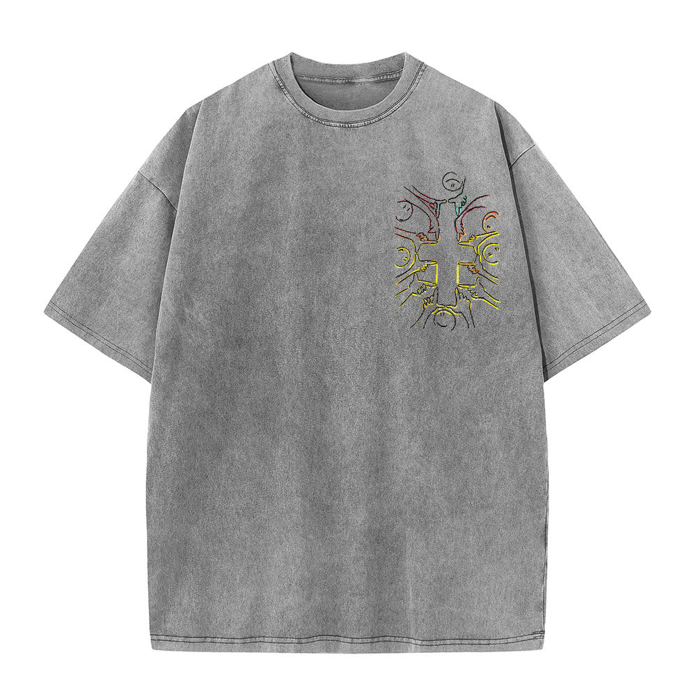 Christianartworkshop Unity Cross Human Figure Line Art Unisex Washed T-shirt - image 22