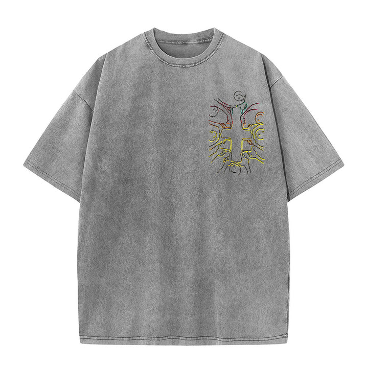 Christianartworkshop Unity Cross Human Figure Line Art Unisex Washed T-shirt - image 22