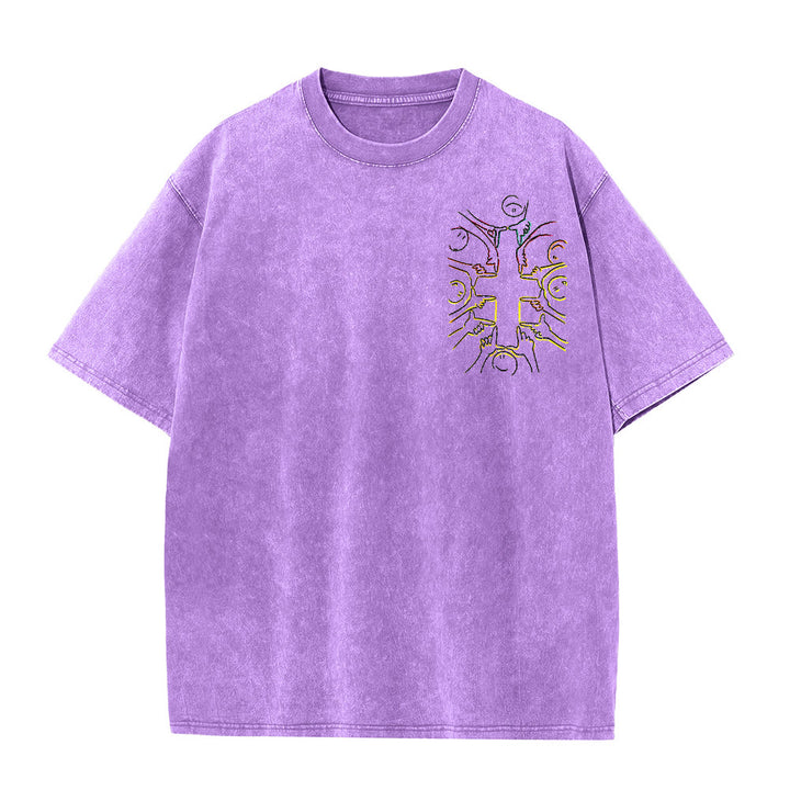 Christianartworkshop Unity Cross Human Figure Line Art Unisex Washed T-shirt - image 16