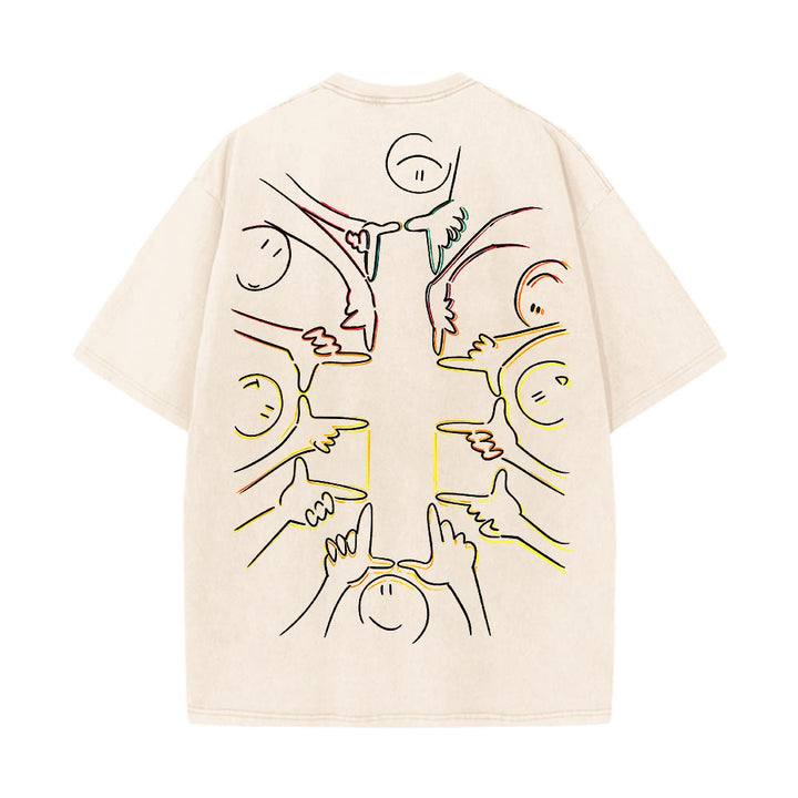 Christianartworkshop Unity Cross Human Figure Line Art Unisex Washed T-shirt - image 11