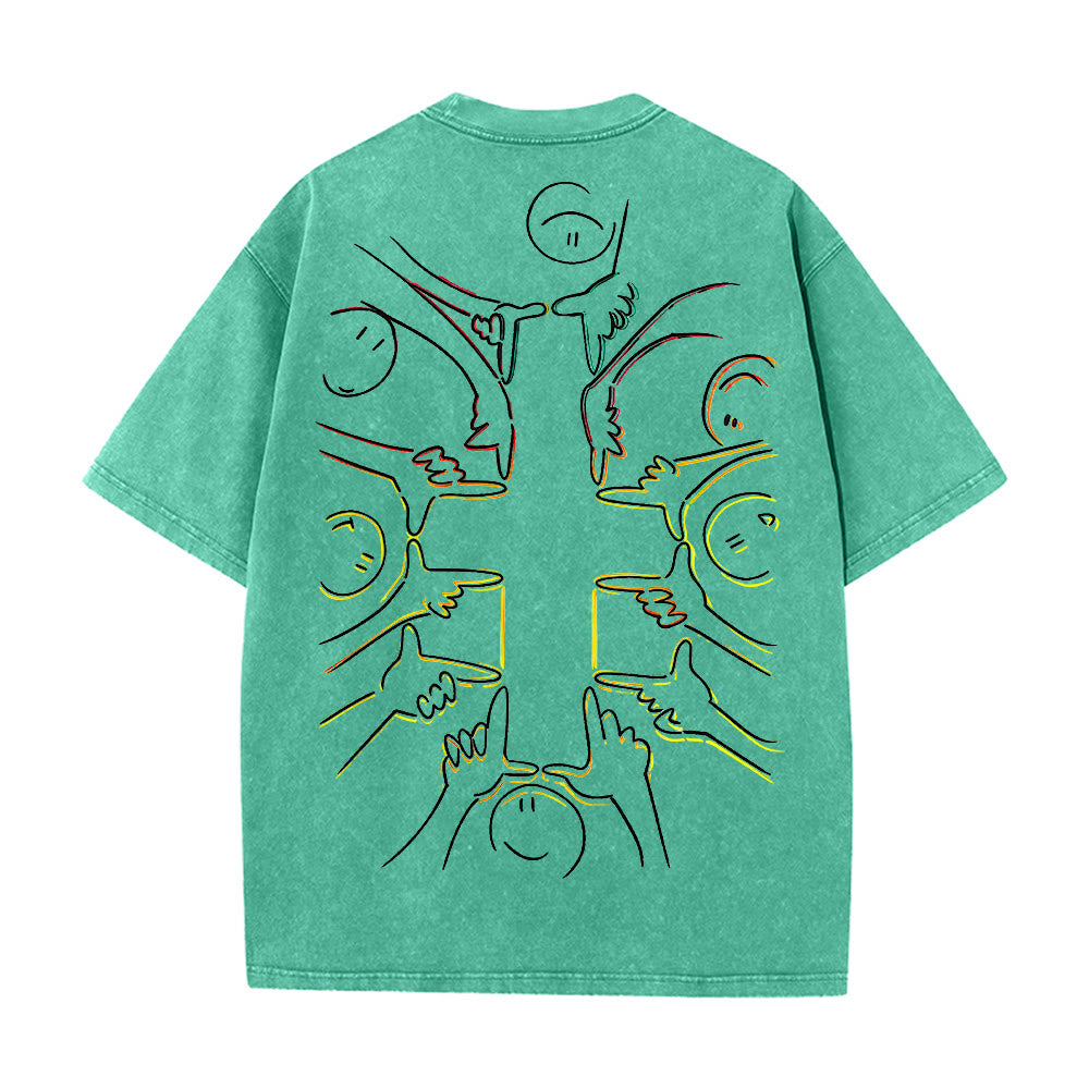 Christianartworkshop Unity Cross Human Figure Line Art Unisex Washed T-shirt - image 5