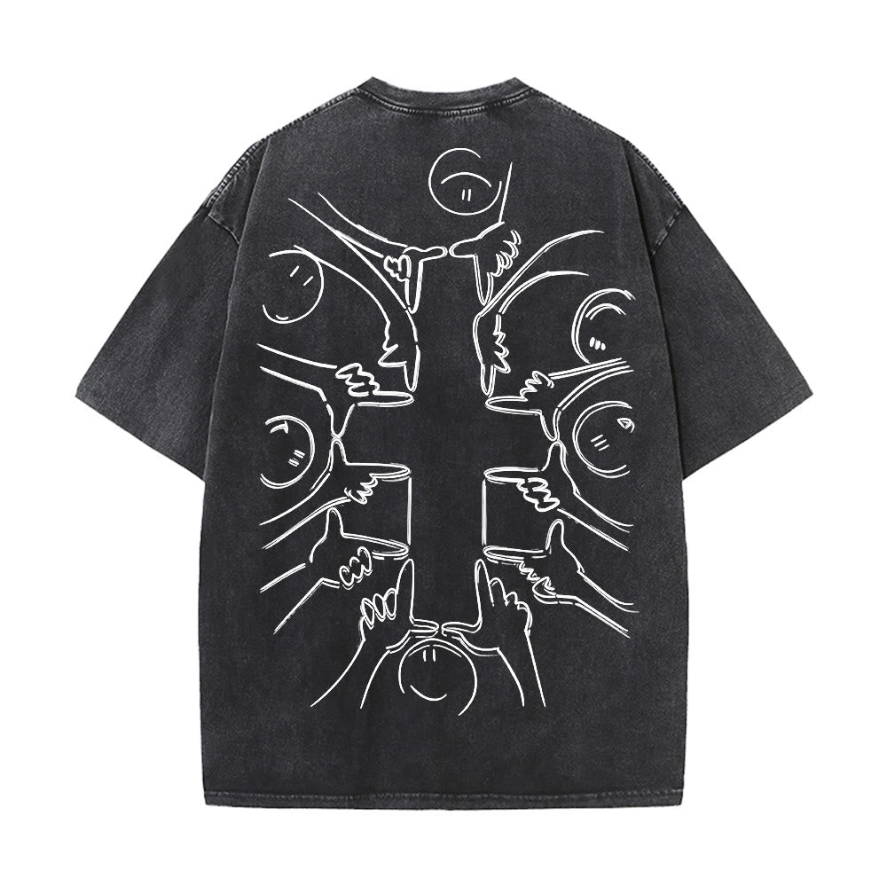 Christianartworkshop Unity Cross Human Figure Line Art Unisex Washed T-shirt - image 25