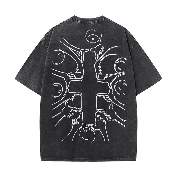 Christianartworkshop Unity Cross Human Figure Line Art Unisex Washed T-shirt - image 25