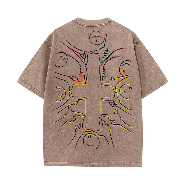 Christianartworkshop Unity Cross Human Figure Line Art Unisex Washed T-shirt - image 8
