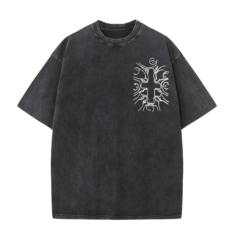 Christianartworkshop Unity Cross Human Figure Line Art Unisex Washed T-shirt - image 26