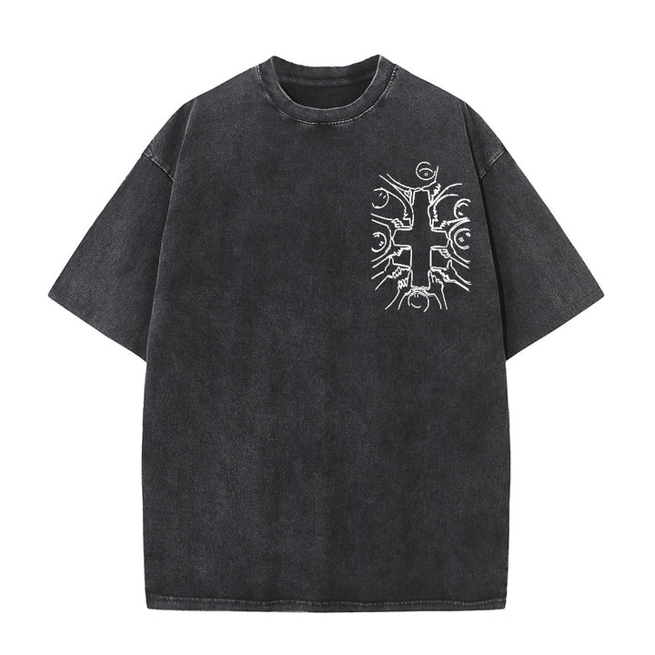 Christianartworkshop Unity Cross Human Figure Line Art Unisex Washed T-shirt - image 26