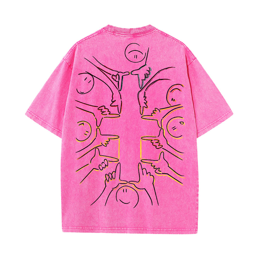 Christianartworkshop Unity Cross Human Figure Line Art Unisex Washed T-shirt - image 14