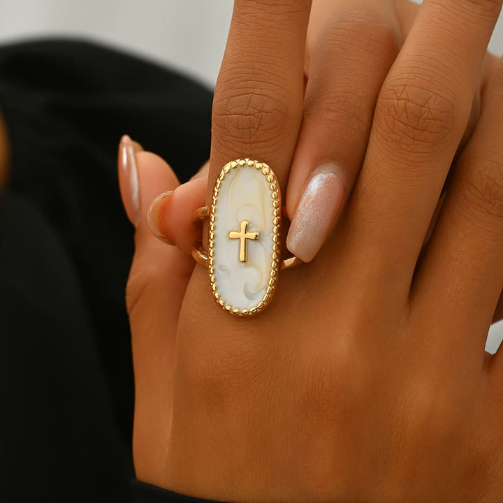 Christianartworkshop Cross Accent Glaze Double-Band Ring: A Symbol of Subtle Faith & Style - image 2