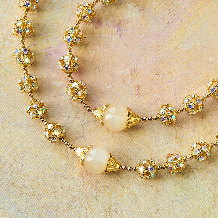 Christianartworkshop Sparkling Golden Beads Luxury Rosary with Our Lady of Grace - image 9