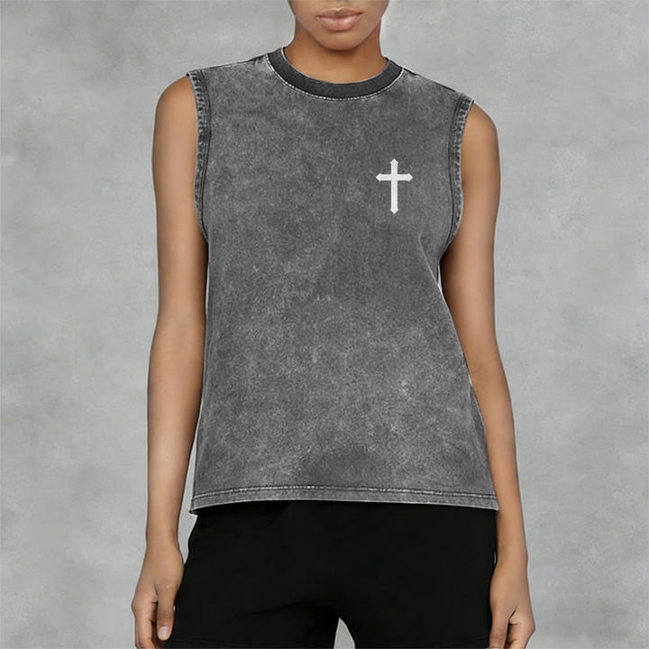 Christianartworkshop Not By My Strength But His Faith Statement Unisex Washed Tank Top - image 18